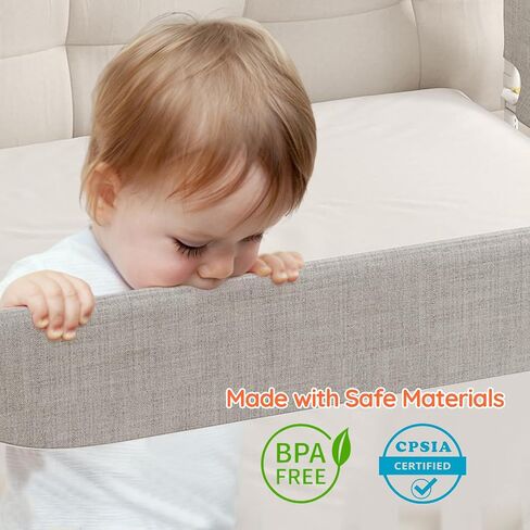 colorfarm Queen Size Toddler Bed Rail 3-Sided Bed Rail Guard with Safety Lock - Adjustable Bedrails for Baby Infant Child (78.7x78.7x59) in Kuwait