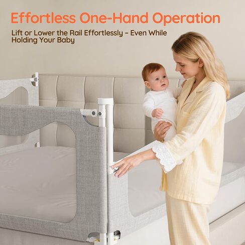 colorfarm Queen Size Toddler Bed Rail 3-Sided Bed Rail Guard with Safety Lock - Adjustable Bedrails for Baby Infant Child (78.7x78.7x59) in Kuwait