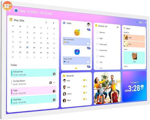 10.1" Digital Calendar Wall-Touch -Screen Electronic Calendar – Interactive Display, No Subscription, Chore Chart, Meal Planner, Star Reward, Sync Cal Via App, Digital Picture Frame, Gift for Mom Dad in Kuwait