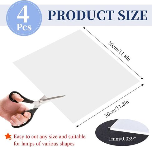 4Pcs Light Diffuser Sheet, LED Light Diffuser Board, LED Diffuser Film, Adhesive Diffuser Panel Stickers for Soften Ceiling Light LED Downlight Spotlight Led Flash Strobe Light(11.8x11.8'') in Kuwait