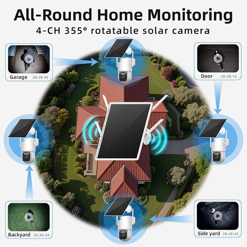 LCLCTEK® Solar 4G LTE Cellular Security Camera kit Wireless Outdoor,No WiFi Security Camera & Support sim Card,4MP Home Security System with 4 Solar Cameras,Night Vision、2-Way Audio、PIR Sensor in Kuwait