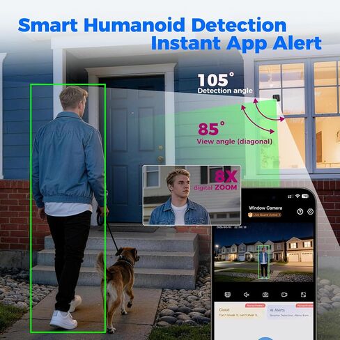 [Window Cam + 4-CAM] XMARTO 6MP Tri-Lens 4-Cam WiFi Mesh Security Camera System,4 PTZ AI Tracking & a Window Security Camera,16CH 4K NVR with 1TB HDD,24/7 Recording,Local & Mobile View,No Monthly Fee in Kuwait