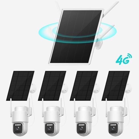 LCLCTEK® Solar 4G LTE Cellular Security Camera kit Wireless Outdoor,No WiFi Security Camera & Support sim Card,4MP Home Security System with 4 Solar Cameras,Night Vision、2-Way Audio、PIR Sensor in Kuwait