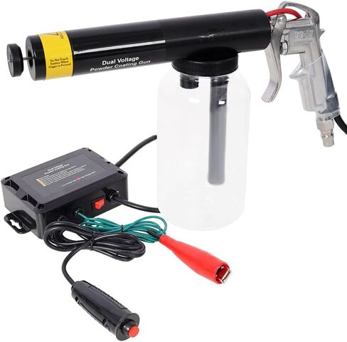 Dual Voltage Powder Coating Gun Kit 15KV/25KV, Electrostatic Powder Coater Machine with Clear Bottle, Portable Powder Coat System for Metal Coating, Automotive, DIY & Workshop Use in Kuwait