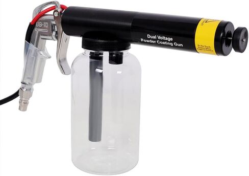 Dual Voltage Powder Coating Gun Kit 15KV/25KV, Electrostatic Powder Coater Machine with Clear Bottle, Portable Powder Coat System for Metal Coating, Automotive, DIY & Workshop Use in Kuwait