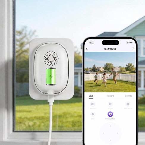 2.5K Window Security Camera – No Drill Anti-Glare, Free AI Human/Vehicle/Pet Detection, 5000mAh Battery & Wired, Indoor to Outdoor, Face Recognition, 24/7 Recording in Saudi Arabia
