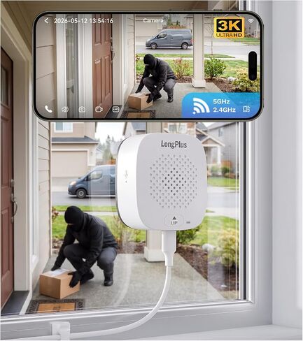 LongPlus 5MP 3K Safeview Window Security Camera, WiFi6 Indoor Window Camera | Anti-Glare, Full Color Night Vision, AI Human Vehicle Detection, 24/7 Recording, 2 Way Talk, Magnetic Mount, SD/Cloud in Kuwait