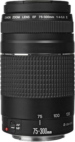 Canon EF 75-300mm f/4-5.6 III Telephoto Lens, 3PC Filter Kit,4PC Macro Kit,Lens Pouch,Grip, Grip Pod, Hood and More (21pc) (Renewed) in Kuwait