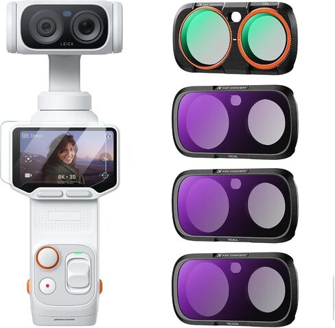 K&F CONCEPT 7-Pack ND Filter Kit Compatible with Insta360 Luna Ultra | ND8+ND16+ND32+ND64+ND128+ND256+ND1000 Neutral Density Filter with Magnetic Mount, Optical Glass, Ultra-Slim, FI061 in Kuwait