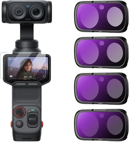 K&F CONCEPT 7-Pack ND Filter Kit Compatible with Insta360 Luna Ultra | ND8+ND16+ND32+ND64+ND128+ND256+ND1000 Neutral Density Filter with Magnetic Mount, Optical Glass, Ultra-Slim, FI061 in Kuwait