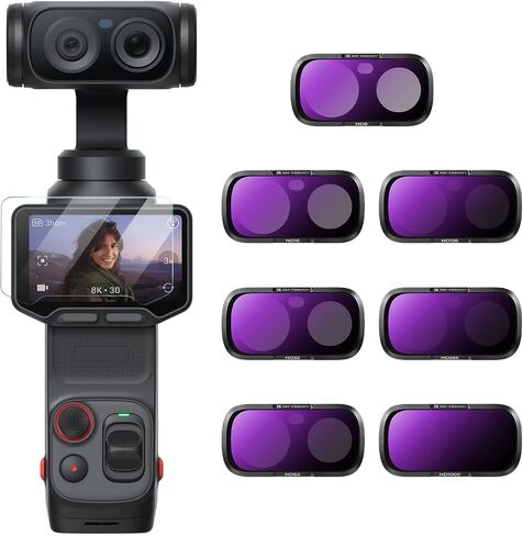 K&F CONCEPT 7-Pack ND Filter Kit Compatible with Insta360 Luna Ultra | ND8+ND16+ND32+ND64+ND128+ND256+ND1000 Neutral Density Filter with Magnetic Mount, Optical Glass, Ultra-Slim, FI061 in Kuwait