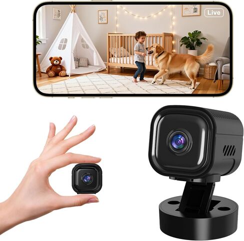 Mini Camera for Home Security,2K Indoor Camera,2.4G WiFi Cam,Black | 30-Day Long Battery Life,AI Humanoid Detection,Enhanced Night Vision,Pet Monitor in Kuwait