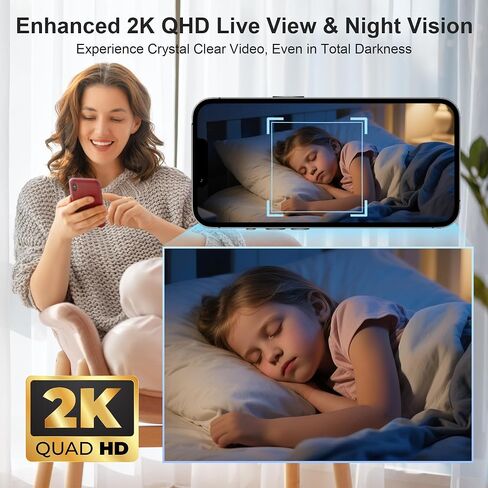 Mini Camera for Home Security,2K Indoor Camera,2.4G WiFi Cam,Black | 30-Day Long Battery Life,AI Humanoid Detection,Enhanced Night Vision,Pet Monitor in Kuwait