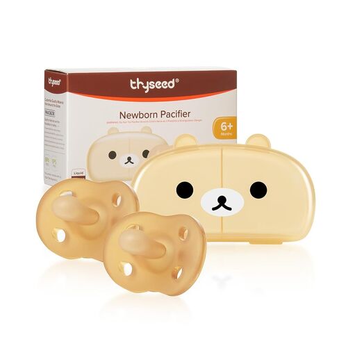 Thyseed Classic Newborn Pacifiers 100% Silicone Pacifers for Babies 0-6 Months, One-Piece Desigan, Orthodontic Pacifier, BPA-Free, 2 Pack in Kuwait