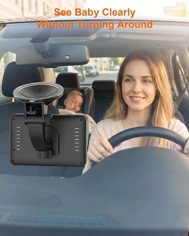 Baby Car Camera, Backseat Baby Monitor for Car, 1080P HD Rear-Facing Infant Camera, See Baby Without Turning Around, Night Vision, 120° Wide View, Easy Install, Stable & Anti-Glare Display in Kuwait