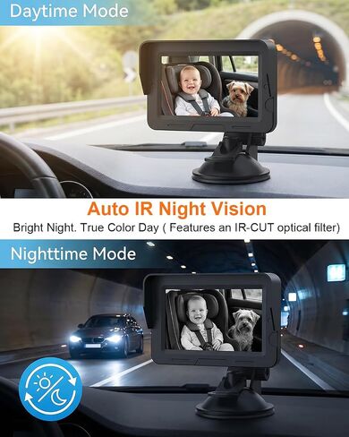 Baby Car Camera, Backseat Baby Monitor for Car, 1080P HD Rear-Facing Infant Camera, See Baby Without Turning Around, Night Vision, 120° Wide View, Easy Install, Stable & Anti-Glare Display in Kuwait