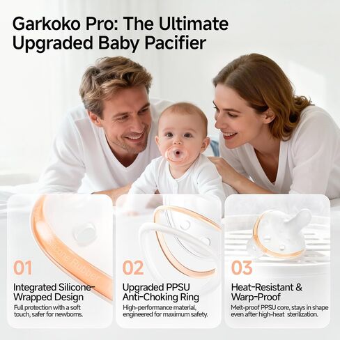 Garkoko Baby Pacifiers 0-18 Months(2-Pack), One-Piece Silicone Pacifier with Heat-Resistant PPSU Anti-Swallowing Ring, BPA-Free Soft Binky for Newborns & Infants, Lightweight & Easy to Clean in Kuwait