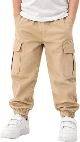 Baby Boy Pants Large Pockets Cargo Joggers Pants for Boys Khaki Pants Toddler Casual Cargo Pants in Kuwait
