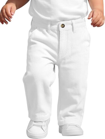 Halfchet Toddler Boys' Dress Pants Boys' Cotton Uniform Pants Kids' Leg Trousers with Front Buttons and Pockets 18m-5t in Kuwait