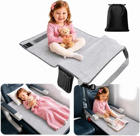Toddler Airplane Bed, Portable Airplane Seat Extender for Kids Travel Essentials, Toddlers Long Flight Must Haves Footrest in Kuwait