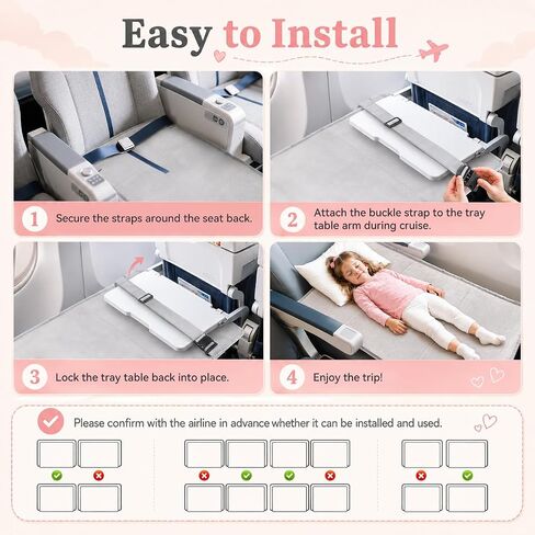 Toddler Airplane Bed, Portable Airplane Seat Extender for Kids Travel Essentials, Toddlers Long Flight Must Haves Footrest in Kuwait