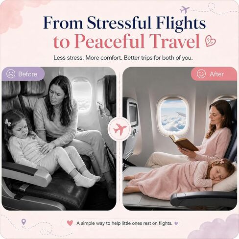 Toddler Airplane Bed, Portable Airplane Seat Extender for Kids Travel Essentials, Toddlers Long Flight Must Haves Footrest in Kuwait