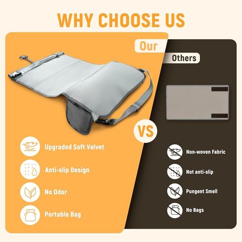 Toddler Airplane Bed, Grey | Airplane Travel Essentials, Plane Seat Extender for Kids, Portable Plane Travel Bed, For Long Flight Flying in Kuwait