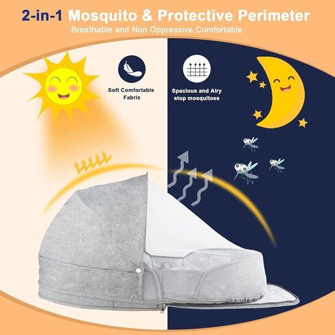 ISELECTOR Portable Bassinet for Baby Travel & Home - Lightweight Foldable Bedside Sleeper with Breathable Mesh, Carry Bag & Storage Pocket, Compact Bassinets for Newborn Infant, Safe Cosleeping Design in Kuwait