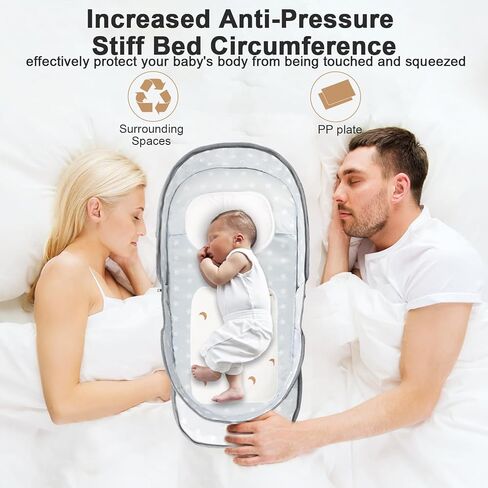 ISELECTOR Portable Bassinet for Baby Travel & Home - Lightweight Foldable Bedside Sleeper with Breathable Mesh, Carry Bag & Storage Pocket, Compact Bassinets for Newborn Infant, Safe Cosleeping Design in Kuwait