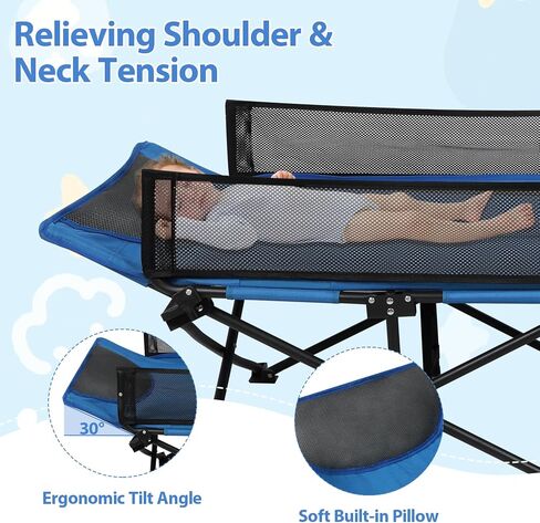 REDCAMP Kids Cot for Camping 2-7 Years, Portable Travel Toddler Cot Bed | with Guardrail, Lightweight for Outdoor Indoor Home, Blue in Kuwait