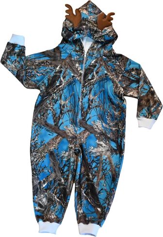 Huntsie Fleece Onesie with Hood - Camo Hoodie with Antlers, Soft-lined Hood for Warmth & Coziness in Kuwait