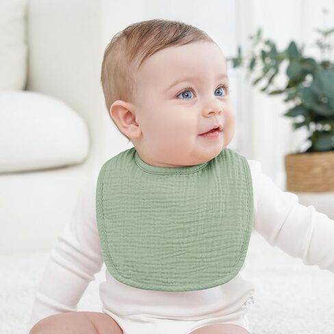 Bearmoss 10 PCS 100% Cotton Muslin Baby Bibs & 10 Pack Muslin Burp Cloths in Kuwait