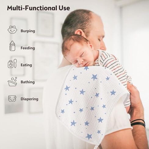 Bearmoss 10 PCS 100% Cotton Muslin Baby Bibs & 10 Pack Muslin Burp Cloths in Kuwait