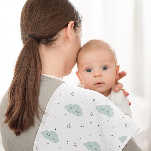 Bearmoss 10 PCS 100% Cotton Muslin Baby Bibs & 10 Pack Muslin Burp Cloths in Kuwait