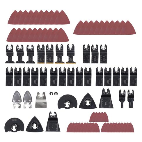 98 PCS Oscillating Multitool Blades Metal Wood Cutting, Universal Oscillating Saw Blades Multi-Tool Blade Kits with 60pcs Sandpaper Oscillating Tool Accessories, for Building Construction in Kuwait