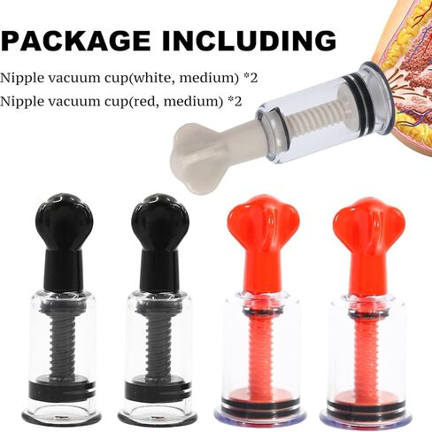 Jesakmie 2 Pair Big Size Red Nipple Correctors for Breastfeeding Women Monther, Nipple Puller Vacuum Suction Cupping Device Nipple Suckers for Flat and Inverted Nipples (BigBlack BigRed) in Kuwait