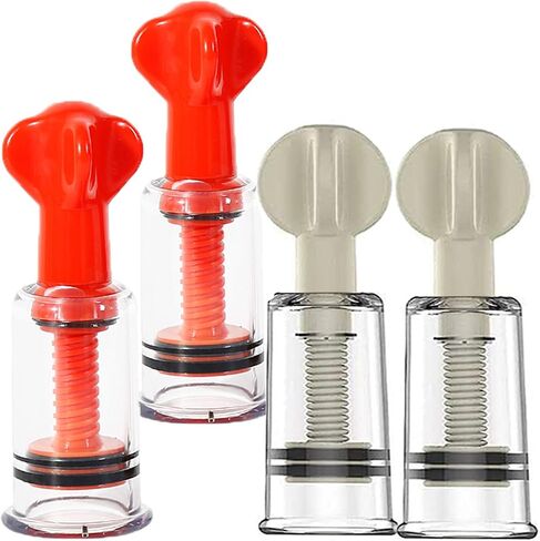 Jesakmie 4pcs Big Size Nipple Sucker for Flat or Inverted Shy Nipples, Red Black Portable Nipple Pump Sucker, Inverted Nipple Puller Suction for Breastfeeding Women (2pcsbig Red + 2pcsbig White) in Kuwait