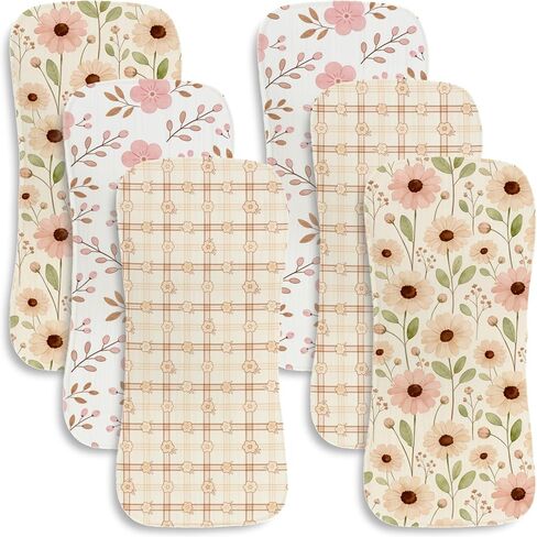 6 Pack Baby Burp Cloths for Boys Girls, Soft Cotton Large Burp Rags for Newborns, Super Absorbent Spit-Up Cloths, Woodland Forest Deer and Pine Tree Design, Nursery Decor Gift Set 9.8X19.6 inches in Kuwait
