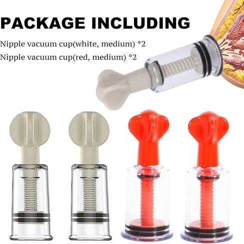 Jesakmie 4pcs Big Size Nipple Sucker for Flat or Inverted Shy Nipples, Red Black Portable Nipple Pump Sucker, Inverted Nipple Puller Suction for Breastfeeding Women (2pcsbig Red + 2pcsbig White) in Kuwait