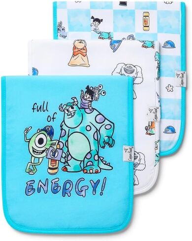 Copper Pearl Premium Baby Burp Cloths - 3-Pack Large Cotton Burp Cloths, Extra Soft Spit Up Rags with 3 Absorbent Layers, Perfect for Baby Boy and Baby Girl Gifts (21" x 10" Size, Monsters Inc Medley) in Kuwait