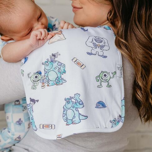 Copper Pearl Premium Baby Burp Cloths - 3-Pack Large Cotton Burp Cloths, Extra Soft Spit Up Rags with 3 Absorbent Layers, Perfect for Baby Boy and Baby Girl Gifts (21" x 10" Size, Monsters Inc Medley) in Kuwait