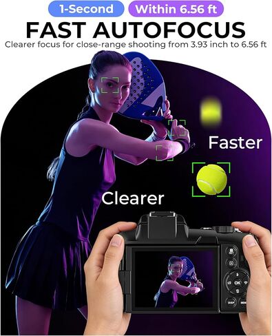 5K Digital Cameras for Photography - 80MP WiFi Vlogging Camera for YouTube with 3" 270° Flip Screen - UHD Fast Autofocus Video Camara for Beginner Travel Camaras with 18X Zoom, Memory Card, Lens Hood in Kuwait