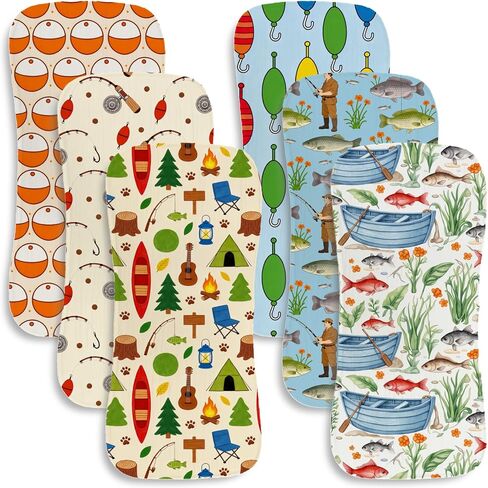 6 Pack Fishing Baby Burp Cloths for Boys Girls with Fishing Pattern,Large Cotton Burp Rags for Nursery Decor Newborns Gifts Extra Soft and Absorbent in Kuwait