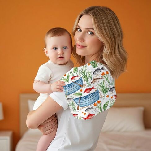6 Pack Fishing Baby Burp Cloths for Boys Girls with Fishing Pattern,Large Cotton Burp Rags for Nursery Decor Newborns Gifts Extra Soft and Absorbent in Kuwait