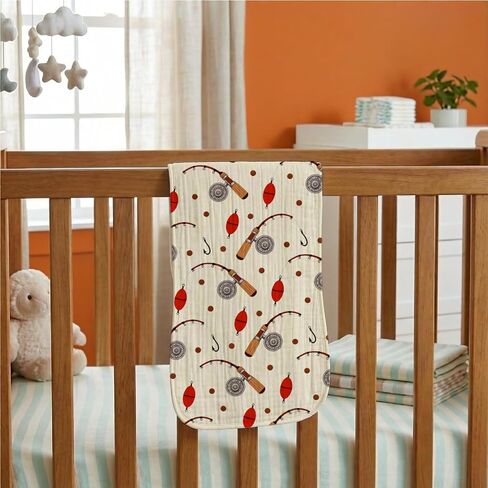 6 Pack Fishing Baby Burp Cloths for Boys Girls with Fishing Pattern,Large Cotton Burp Rags for Nursery Decor Newborns Gifts Extra Soft and Absorbent in Kuwait