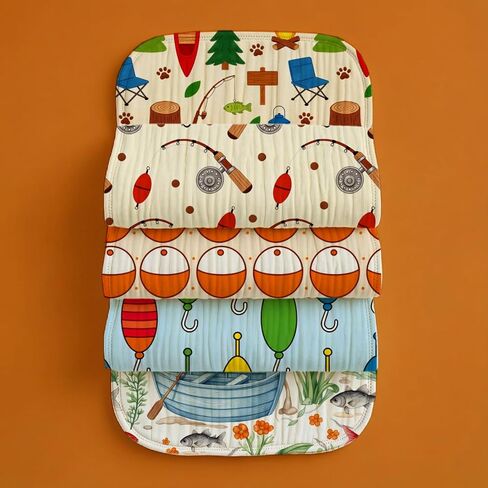 6 Pack Fishing Baby Burp Cloths for Boys Girls with Fishing Pattern,Large Cotton Burp Rags for Nursery Decor Newborns Gifts Extra Soft and Absorbent in Kuwait