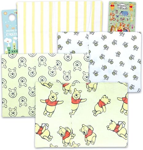 Winnie the Pooh Burp Cloth Set - Bundle with 4 Disney Burp Cloths Clothing Protection for Baby Feeding Plus Stickers, More | Mickey Mouse Baby Accessories Set in Kuwait