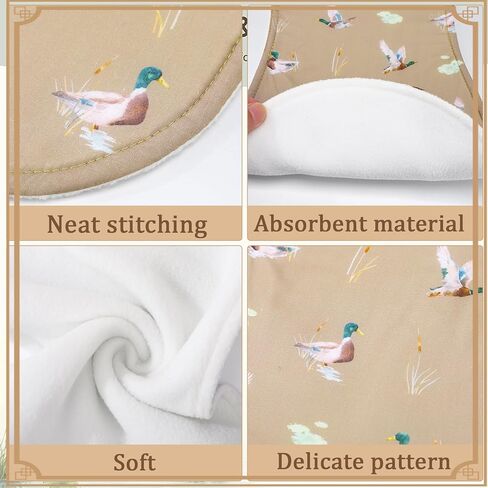 4 PCS Mallard Duck Baby Burp Cloths, Muslin Duck Hunting Newborn Spit up Rags 19 X 9 Inch Absorbent Burping Towel for Newborn Nursery Infant Boy Girls in Kuwait