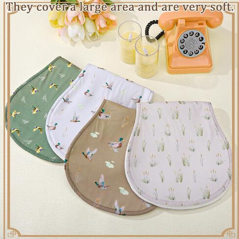 4 PCS Mallard Duck Baby Burp Cloths, Muslin Duck Hunting Newborn Spit up Rags 19 X 9 Inch Absorbent Burping Towel for Newborn Nursery Infant Boy Girls in Kuwait
