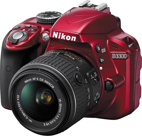 Nikon D3300 24.2 MP CMOS Digital SLR with Auto Focus-S DX NIKKOR 18-55mm f/3.5-5.6G VR II Zoom Lens (Red) in Kuwait
